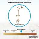 gotonovo Bathroom Exposed Shower Faucet Outdoor Shower System 8 Inch Rainfall Shower Head Set with Tub Spout and Handheld Spray Double Cross Handles Wall Mount with Shower Shelf Antique Brass