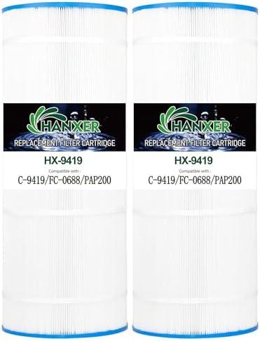 HANXER® Pool Filter Replaces for C-9419, Filbur FC-0688, 931-220, PAP200, SP200, Clean and Clear 200, CC200, Ultral-C5, PP-C5, 10201, 200 Sq.Ft Swimming Pool Filter Cartridge, 2 Pack
