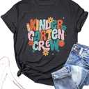 Teacher Shirt Women First Day of School T-Shirt Back to School Tshirt Kindergarten Crew Shirt Teacher Gift Tops Size S