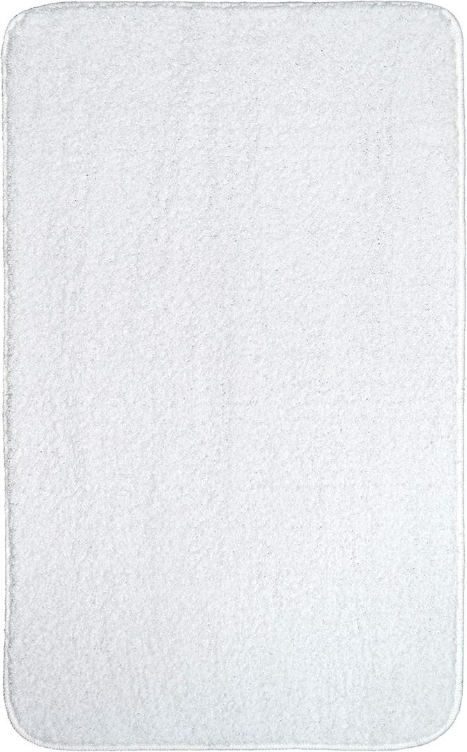 Garland Rug Gramercy Washable Bath Rug  Soft, Plush, Absorbent, Quick-Dry, Durable, 20 in. x 34 in., White (1'8" x 2'10" (Rectangular))