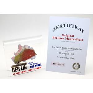 Original Piece of the Berlin Wall - Authentic Souvenir from the Real Wall in Germany Mounted in Acrylic Display (Large (4"X4"), Divided City)