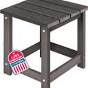 LZRS Square Patio Side Table, Heavy Duty HDPE Outdoor End Table with Wood Texture, Weatherproof Composite Table for Adirondack Chairs, Deck, Pool, Indoor/Outdoor, No Peeling or Cracking(Brown Mixture)