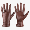 Winter Leather Gloves for Women, Warm Touchscreen Driving Texting Cashmere Lined Gloves, Brown, XL
