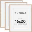 puthiac 16x20 Oak Wood Frames -16"x20" Poster Frames for Wall, 16x20 Picture Frames for Wall, 16 x 20 Picture Frames, 16 x 20 Frames for Wall(3 Pack, Beige)
