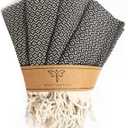 SMYRNA TURKISH COTTON Vintage Series Kitchen Dish Towels Pack of 4, Machine Washable Wash Cloths, Ultra Soft, Absorbent, Prewashed and Quick Dry Turkish Dish Towels, 15x26 Inch (Black)