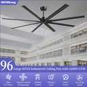 96/100/120 Inch Black Large Hvls Industrial Ceiling Fan & DC Motor, 96in