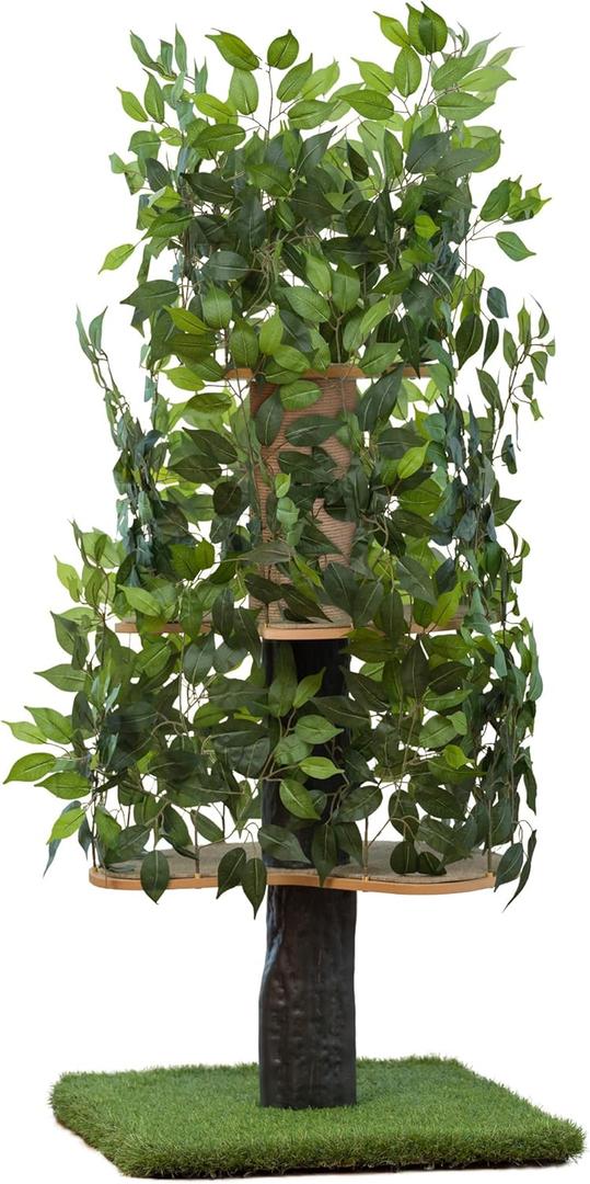 On2 Pets Cat Tree with Leaves Made in USA, Cat House & Cat Activity Tree, Multi-Level Cat Condo for Indoor Cats