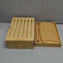 LOHASOK Bamboo Bread Slicer Guide: Bread Cutter for Homemade Bread Loaf - Adjustable and Foldable with Crumb Tray