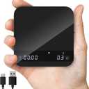 Mini Coffee Scale with Auto Timing, Rechargeable Espresso Scale with Timer, 2kg/0.1g High Precision Scale for Espresso and Pour-Over Coffee with Brewing Assist Modes (Matte Black)
