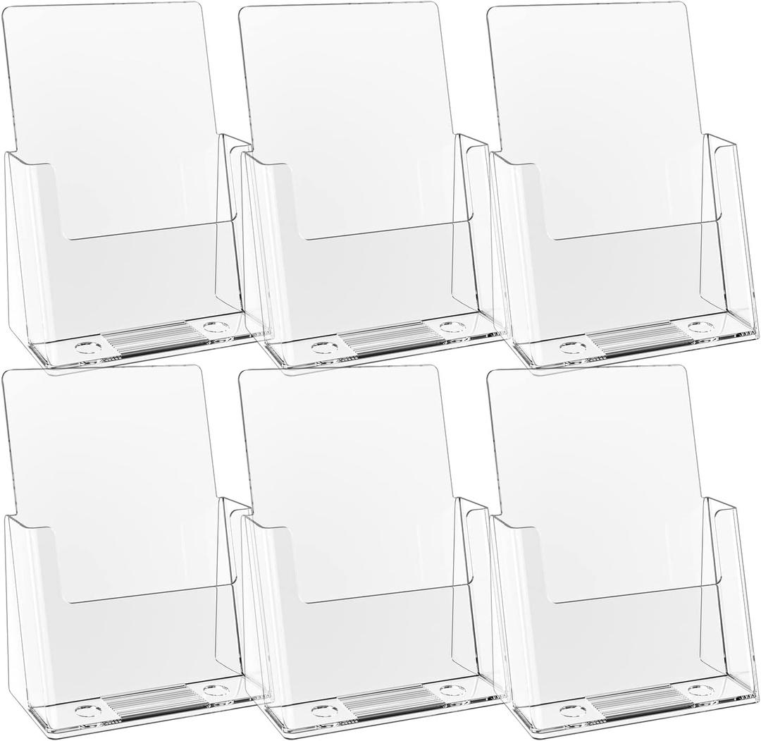 zavekia 6 Pack 6'' x 9'' Acrylic Brochure Holder,wide brochure leaflet booklet literature flyer catalog magazine. (6 x 9 in/ 6 Pack)