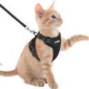 rabbitgoo Cat Harness and Leash for Walking, Escape Proof Soft Adjustable Vest Harnesses for Cats, Easy Control Breathable Reflective Strips Jacket, Black, XXS