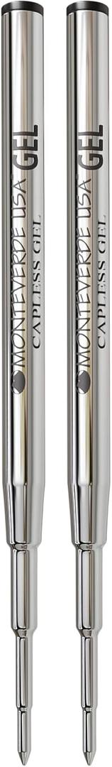 Monteverde Capless Gel Black Refill to Fit Montblanc Ballpoint Pens, Fine Point, 2 per Pack (M422BK)