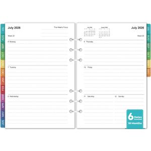 (90) 2026-2027 Planner Refills - A5 Planner Inserts with 6-Hole Punched, JUL 2026 - JUN 2027, 3-3/4" x 6-3/4", Planner Refills 2026-2027, A5 Binder Inserts, Weekly Monthly Planner 26-27 with Colorful Tabs