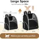 Pet Backpack Carrier, Large Cat Carrier Backpack Up to 20 Lbs with Breathable Mesh, for Medium Large Cats or Small Dogs, Travel Hiking Camping Backpack (Black-XL)