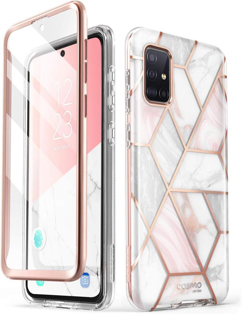 i-Blason Cosmo Series Case for Samsung Galaxy A51 5G [Not Fit Galaxy A51 4G Version], Slim Stylish Full-Body Protective Case with Built-in Screen Protector (Marble)