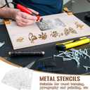 Lewtemi 6 Pcs Mixed Metal Stencil Wood Stencil Templates Stencils for Journaling Burning Stencils for Wood Carving Drawing Engraving Scrapbooking Journal Craft DIY(Plant Style)