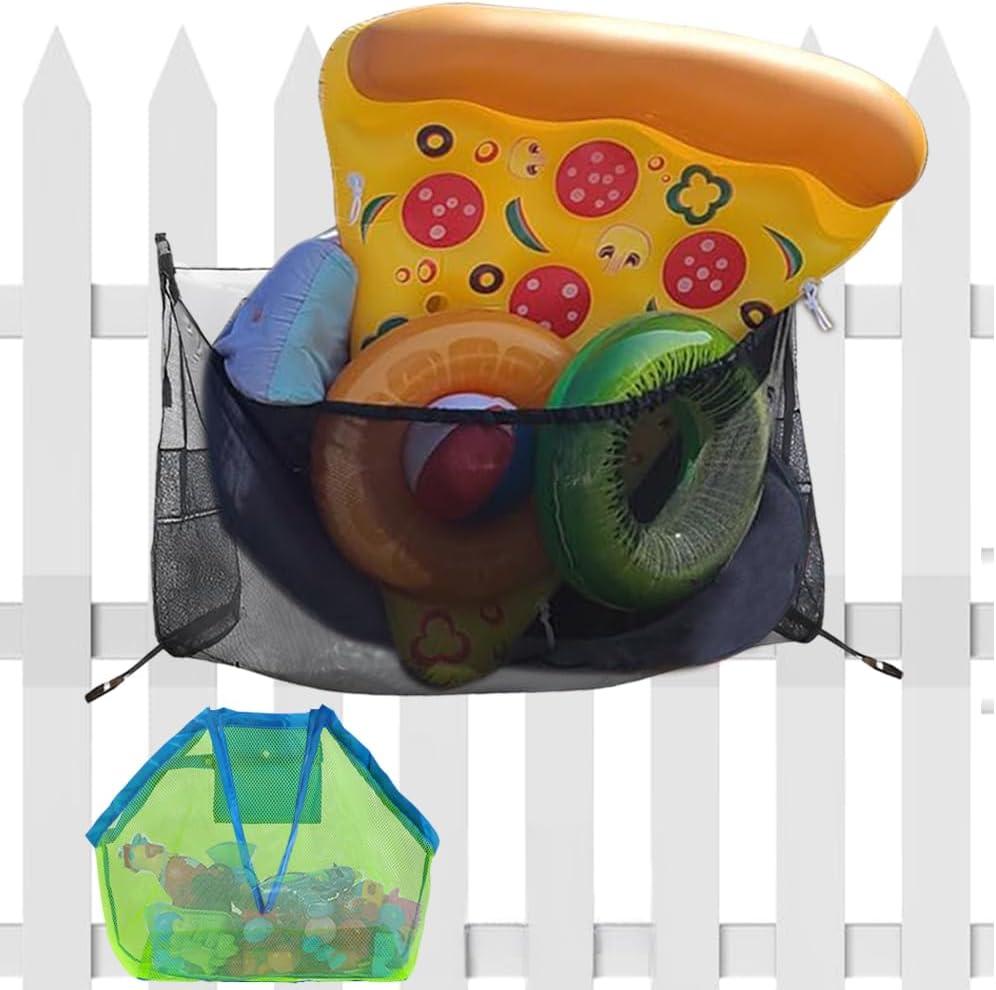 Heavy Duty Pool Storage Bag Kit, Floating Mesh Organizer for Pool Toys, Noodles, Floats and Swim Gear, Outdoor Storage