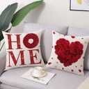 2 x Valentine's Day Throw Pillow Covers 18x18 Inch Set of 4 Home Love Red Rose Heart Truck Valentine's Day Anniversary Wedding Cushion Case Decoration for Sofa Couch Living Room