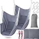 Beeveer 2 Pieces Hammock Chair Hanging Rope Swing Large Swing Chair Seat Cushion Included for Indoor Outdoor Home Bedroom Patio Yard Balcony,Max 300 Lbs(Gray)