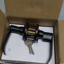 Keyed Alike Door Knob Lock Door Handles with Keys,Front Door Entry Door Lever Lock Set with Single Cylinder Deadbolt Combination Set for Bedrooms,Reversible for Exterior Doors,Black Finished,2Pack