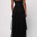 Lulus Billie Keyhole Cutout Swiss Dot Maxi Dress for Women, A-Line Black Formal Dress, Medium, Black