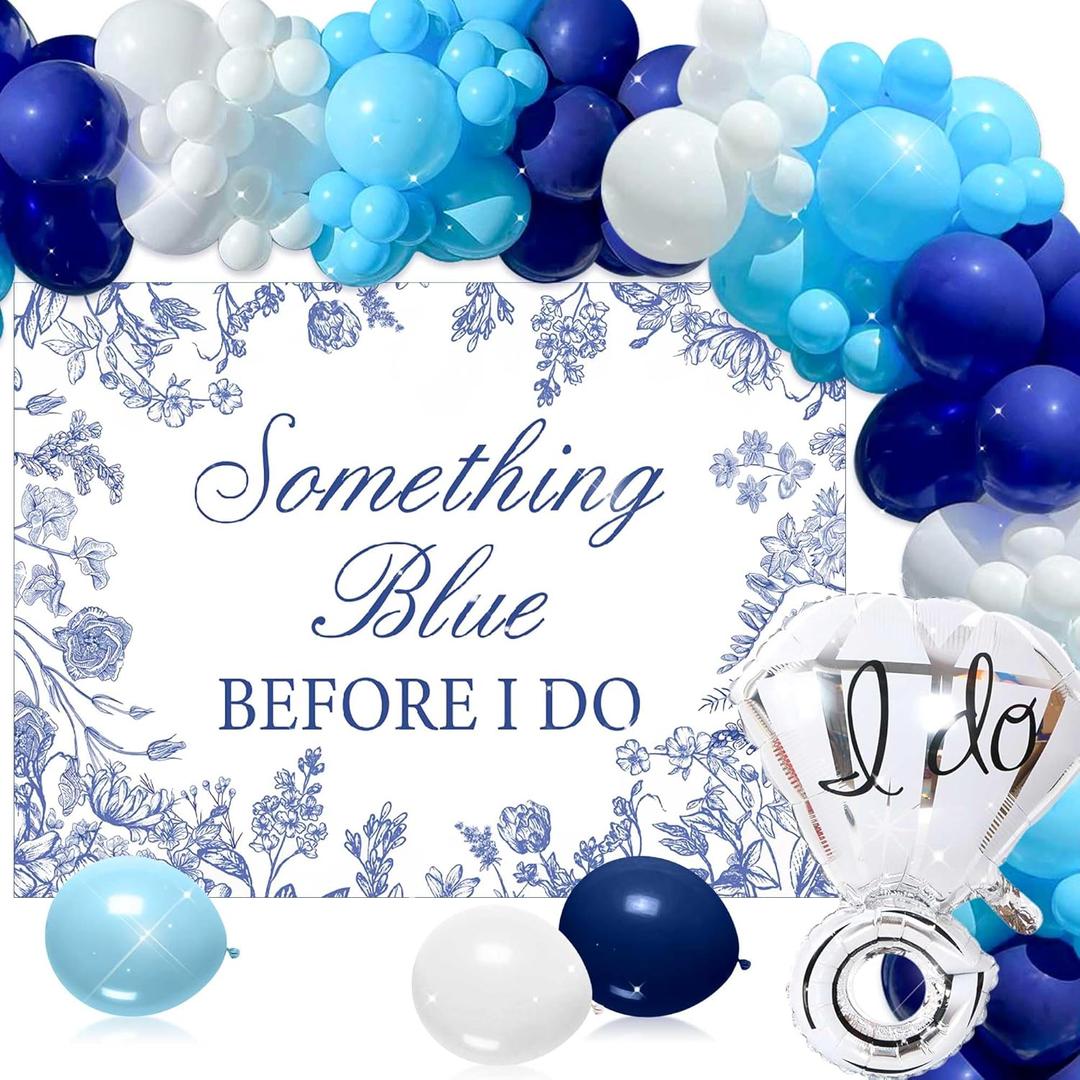 JeVenis Something Blue Before I Do Backdrop for Women Bridal Shower Decoration Banner Bachelorette Engagement Wedding Party