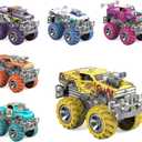 CheerfulToys Monster Truck Toys 6 Pack DIY Graffiti Metal Pull Back Car with Giant Wheels Party Favor Car Kids Toy for Boys Girls Ages 3 and Up