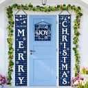 Tatuo 3 Piece Merry Christmas Porch Signs Christmas Buffalo Plaid Porch Banner Xmas Party Front Door Sign for Holiday Home Indoor Outdoor Xmas Party Favor(Blue and Black)