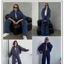Aleumdr Women's 2 Piece Outfits Sweatsuit Fleece Zip Up Long Sleeve Sweatshirt with Wide Leg Sweatpants Lounge Set, Black, Large