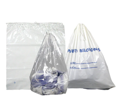 Drawstring Bag, clear, 18" x 20.5" (+7"), 1.5 mil. 500/cs