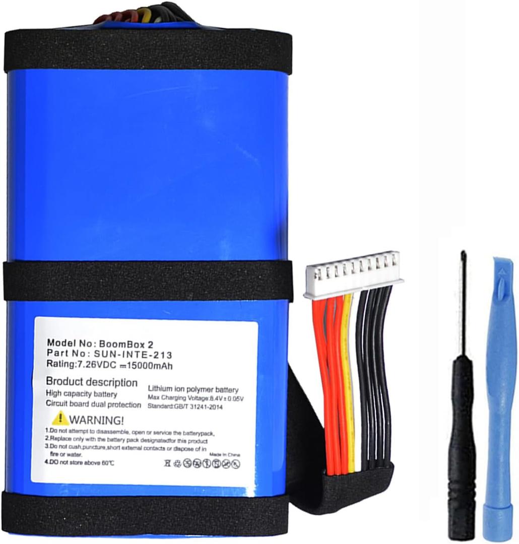 15000mAh Replacement Battery for JBL Boombox 2 Speaker, SUN-INTE-213,SUN-INTE-268, 7.4V