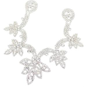 PEARLY JUN Rhinestone Appliques Silver Diamond V Neck Applique Patches for Dresses Hand Sewing Craft Projects DIY Wedding Clothes Shoes Hats Bags Embellishments