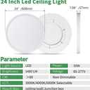 24 Inch Large LED Flush Mount Ceiling Light, 50W,5480LM, 3000K/4000K/6000K CCT Selectable,White Round Flat Panel Low Profile Ceiling Light Fixtures for Hallway, Kitchen, Bedroom, Laundry Room, 24" 1PK