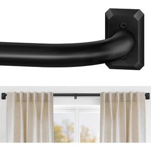 Wrap Around Curtain Rods for Windows 28 To 48 Inches, Total Blackout Curved Curtain Rod for Room Darkening, Adjustable Heavy Duty Window Treatment Rods for Bedroom & Living Room, Matte Black