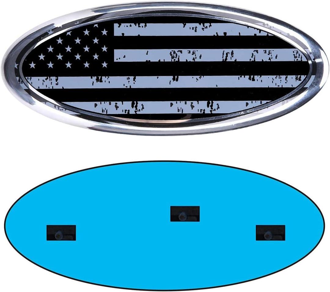 9inch Emblem for Ford, American Flag F150 Emblem Ford Front Grille Tailgate Emblem Oval 9"X3.5" Fits for 04-14 F250 F350, 11-14 Edge, 11-16 Explorer, 06-11 Ranger (9 Inch, Black)