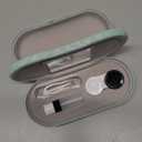 2 in 1 Contact Lens Case and Eyeglasses Case for Women Men Kids, Double Sided Hard Shell Portable Glasses Travel Holder with Built-in Mirror, Contact Lens Box Storage Kit, Green