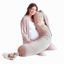 bbhugme Adjustable Pregnancy Pillow Full Body Support for Side Sleeping - Adjustable Firmness and Shape - Supports Back, Legs, Belly, Hips for Pregnant Women - Removable Cover - Seashell Beige