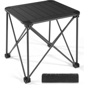 Tesouro Folding Camping Square Table with Carry Bag, Lightweight Aluminum Square Table for Outdoor, Camping, Picnic, Backyards, BBQ (Black-Small)