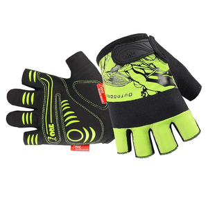 FOURAM Cycling Gloves Bike Gloves 4MM Safety Bumper on Knuckle.Half Finger Mountain Biking Glove MTB DH Road Bicycle Gloves 3MM SBR + 2MM Foam Pad for Men Women (050Green, XLarge)