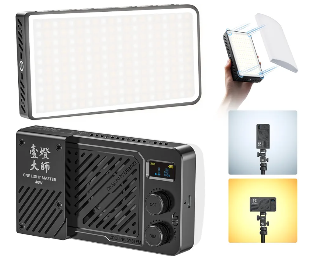 ULANZI 40W Bi-Color Portable Video Light, 5000mAh Rechargeable LED Camera Light, Battery, 8 Scene Modes, 2700-6500K Mini Studio Lighting for YouTube, Vlogging, Live Streaming, Photography