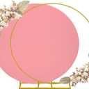 7.2ft Round Backdrop Stand and Dusty Rose Covers 1 Stable Balloon Arch Stand with Base and 1 Polyster Circle Arch Cover Metal Wedding Arch Backdrop Stand Frame for Party Baby Shower Garden Decoration
