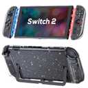 TIKOdirect Clear Dockable Case Compatible with Nintendo Switch 2(2025), Slim Protective PC Case for Joy-Con Grip Cover, Hard Shell with Anti-Scratch and Shock-Absorption, Glitter