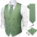 DiBanGu Men's Double Breasted Vest and Tie Set 5PCS (Large)
