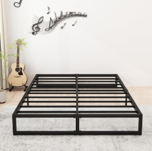 8 Inch King Bed Frame Sturdy Mattress Foundation, Heavy Duty Metal Platform with Steel Slats Support No Box Spring Needed, Noise Free, Easy Assembly, Black