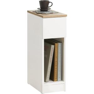 SoBuy Nightstand Narrow Night Stand Modern Design Bedside Furniture Slim End Table Storage Cabinet with Sliding Drawer and Open Compartment, White & Natural FBT111-WN, 1 produit