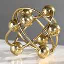 6-inch Metal Round Orbital Sphere with Golden Orbit Balls, Decorative Gold Sphere Sculpture for Home Table Shelf Decor