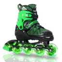 MammyGol Adjustable Inline Skates for Kids, Roller Skates with Featuring All Illuminating Wheels Beginner Skates for Girls and Boys, Youth and Teens, Green, Size Medium