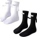 2 Pairs Magnetic Holding Hands Socks for Couples Friends Gifts