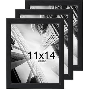 KTKDE 11x14 Picture Frame Set of 3,Black Wooden frames, Vertical & Horizontal Wall Hanging for Wall Display,Studio Gallery Photo Frame for Photos, Posters & Art Prints