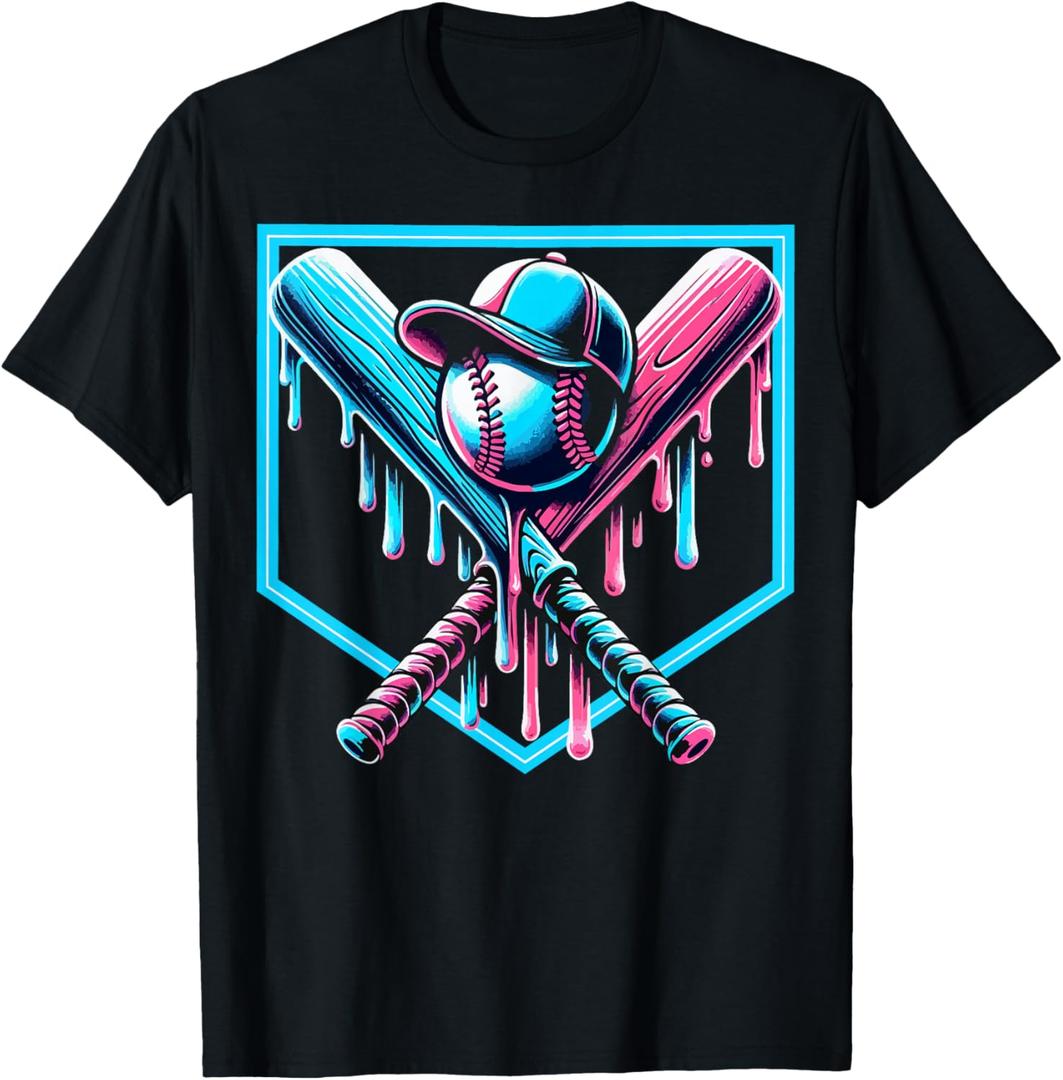 Baseball Home Plate Drip Boys Baseball Bat T-Shirt,small